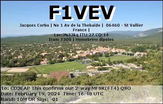 Imagen de tarjeta QSL de F1VEV