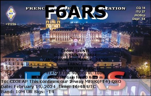 Imagen de tarjeta QSL de F6ARS