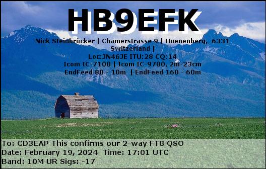 Imagen de tarjeta QSL de HB9EFK