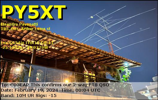 Imagen de tarjeta QSL de PY5XT